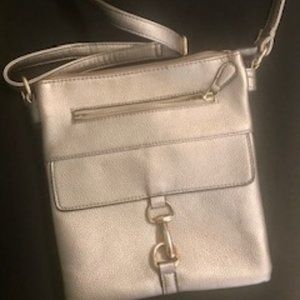 VERY NICE Pewter Metallic Faux Leather Purse